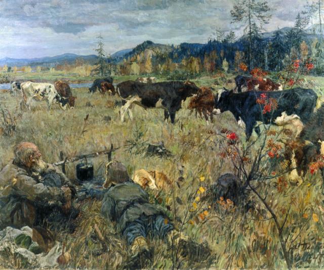 Пластов А.А. Стадо тагилок. 1945 Пластов А.А. Стадо тагилок. 1945